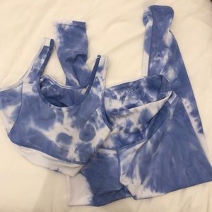 Sky blue tie dye workout set